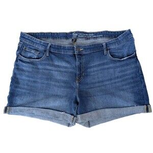 Gap Girlfriend A Coupe Denim Shorts Rolled Cuff Sz 18 18W /34 Cotton Stretch